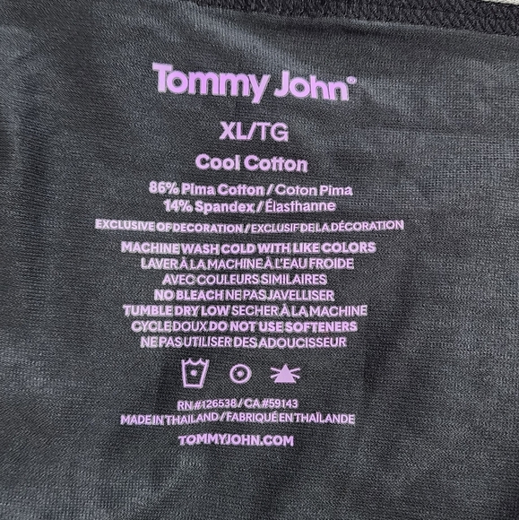 Tommy John Cool Cotton Black Boxers Briefs Tagless Trunks Men's Size XL - Picture 5 of 5